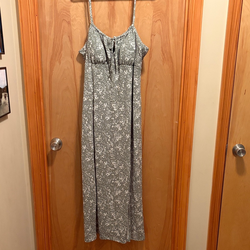 No Boundaries Green and White Patterned Dress